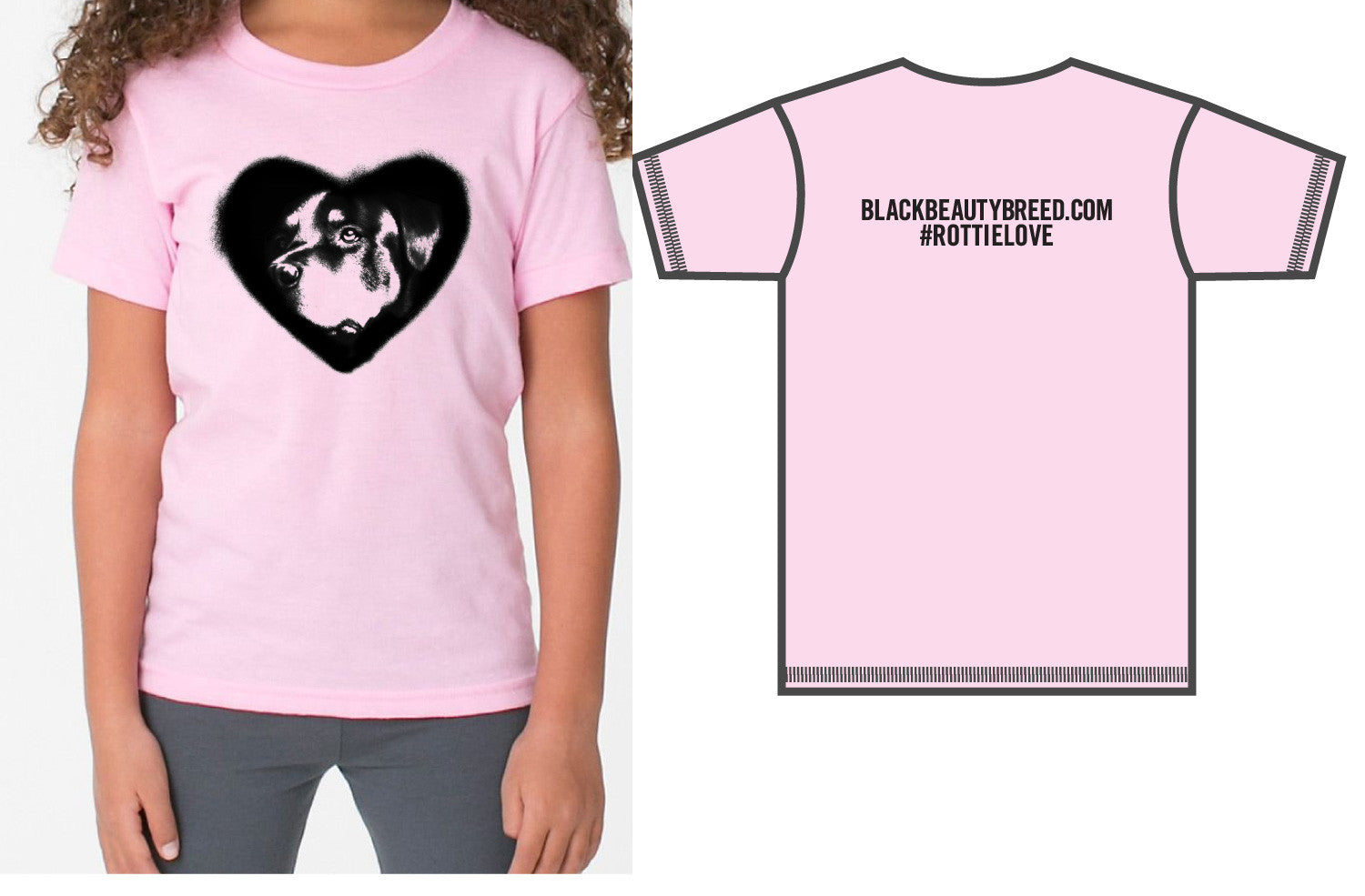 Kid's Black Beauty Breed Rottie Love (Heart) T-Shirt